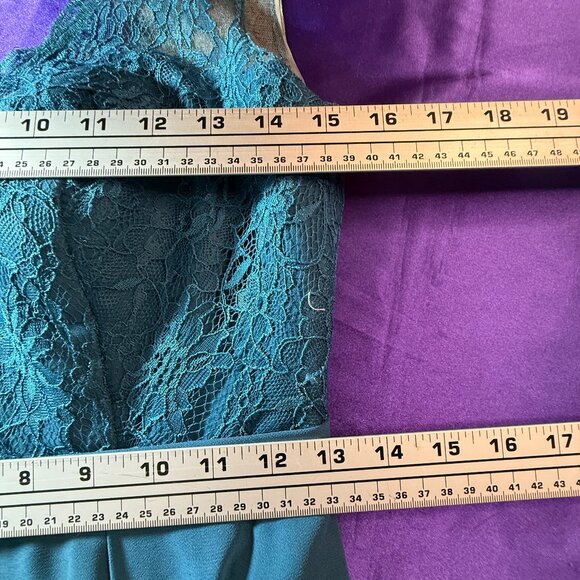 📌Azazie Lace Ink Blue Chiffon Formal - Bridesmaid Dress with Keyhole Backside - Picture 13 of 16